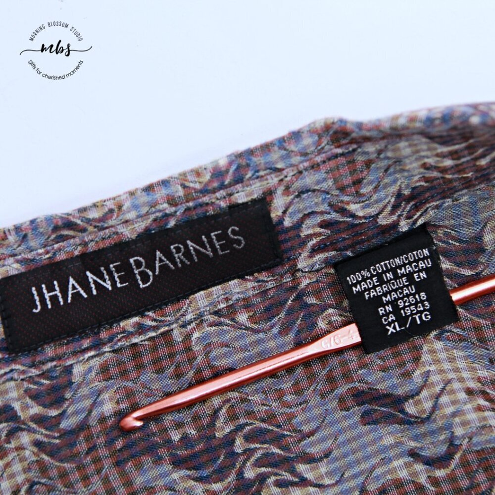 Jhane Barnes Abstract Pattern Button Cotton Short… - image 6